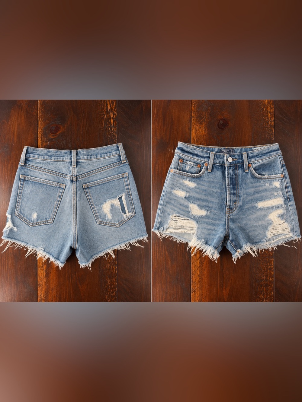 Abercrombie & Fitch Light Blue Distressed Denim Cutoff Shorts - Women